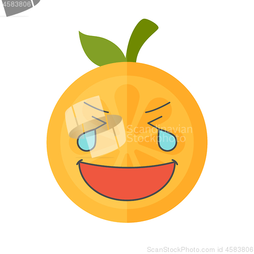 Image of Emoji - laughing with tears orange smile. Isolated vector.