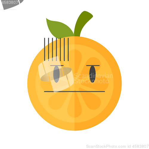 Image of Emoji - no words straight orange smile. Isolated vector.