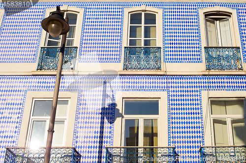 Image of Typical Portugal tile building wall