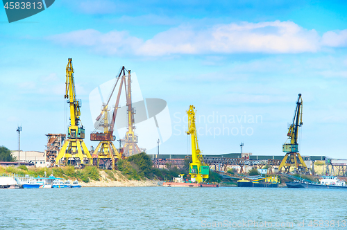 Image of Danube river industrial cargo port