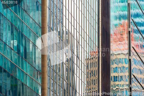 Image of Glass walls modern skyscrapers. background