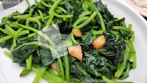 Image of Tasty stir-Fried sweet potato leaves  