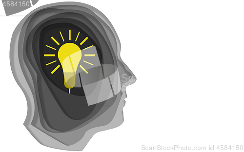 Image of Light bulb and human head icon