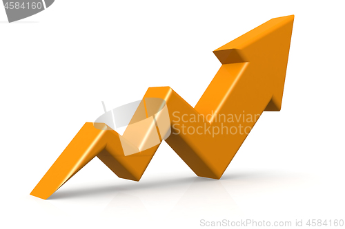 Image of Yellow up growing arrow isolated
