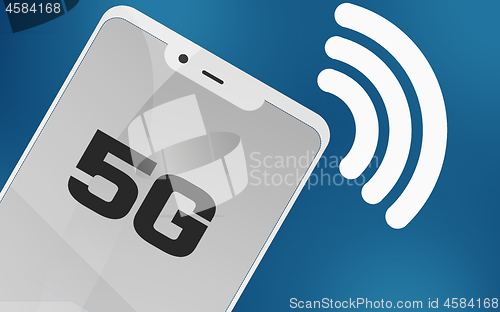Image of 5G text on screen smart phone