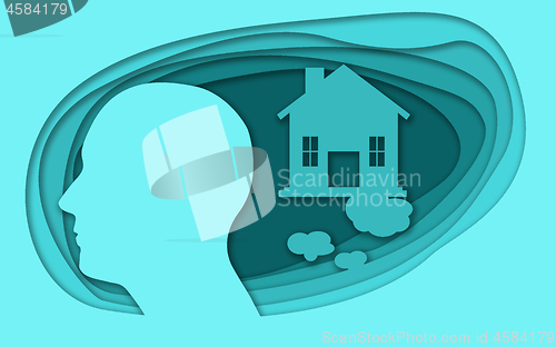 Image of Dream house concept with human head