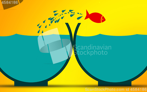 Image of Fish jumps to empty fishbowl