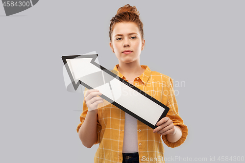 Image of teenage girl with arrow shows north west direction