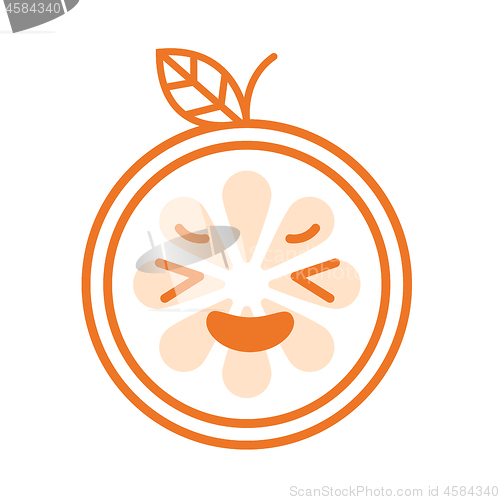 Image of Emoji - enjoy orange with happy smile. Isolated vector.