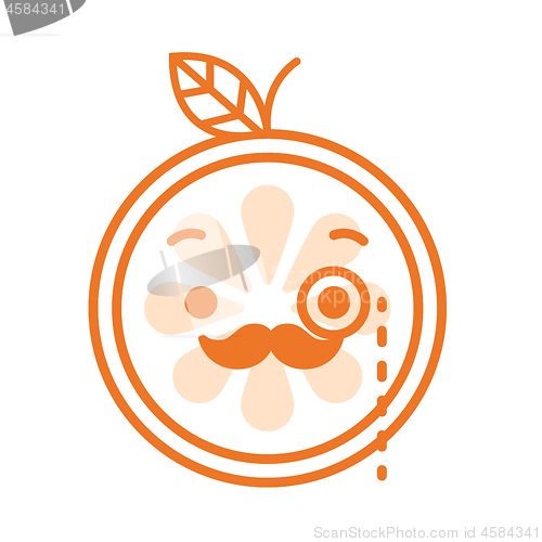 Image of Emoji - gentleman orange smile with mustache and monocle. Isolated vector.