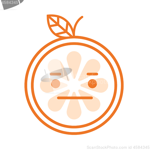 Image of Emoji - no words straight orange smile. Isolated vector.