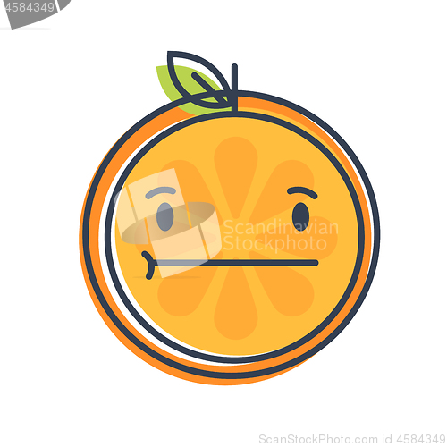 Image of Emoji - no words straight orange smile. Isolated vector.