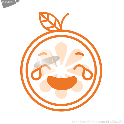 Image of Emoji - laughing with tears orange smile. Isolated vector.