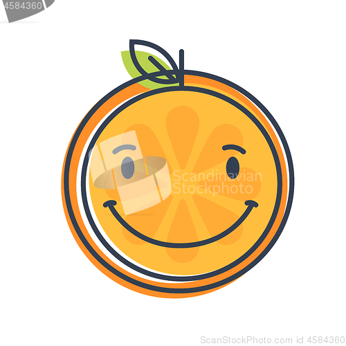 Image of Emoji - orange with happy smile. Isolated vector.