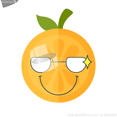 Image of Emoji - smart smiling orange with glasses. Isolated vector.