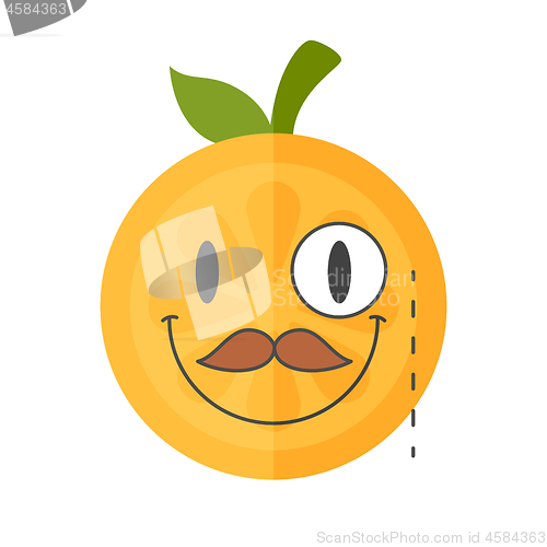 Image of Emoji - gentleman orange smile with mustache and monocle. Isolated vector.