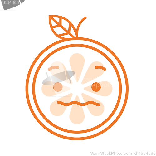 Image of Emoji - worry orange with drop of sweat. Isolated vector.