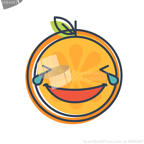 Image of Emoji - laughing with tears orange smile. Isolated vector.