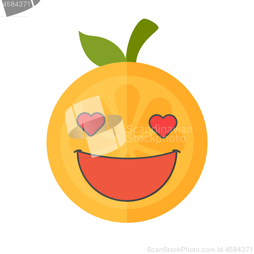 Image of Emoji - orange in love with happy smile. Isolated vector.