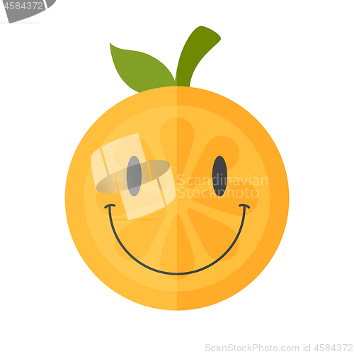 Image of Emoji - orange with happy smile. Isolated vector.