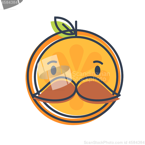 Image of Emoji - gentleman orange smile with mustache and monocle. Isolated vector.