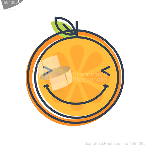 Image of Emoji - enjoy orange with happy smile. Isolated vector.