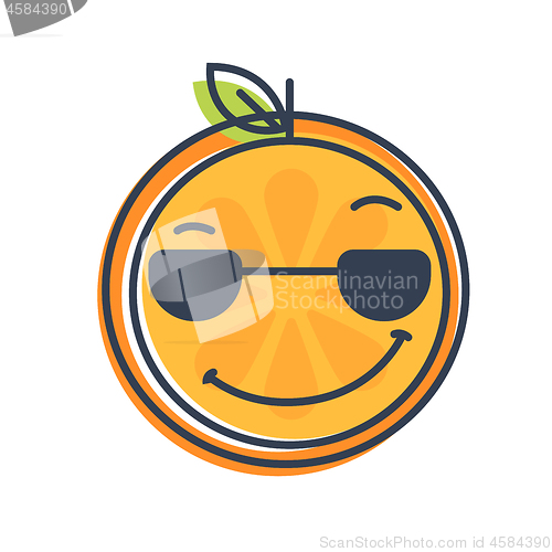 Image of Emoji - cool orange with sunglasses. Isolated vector.