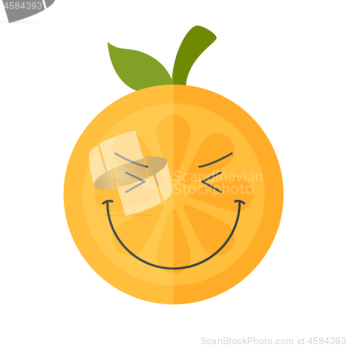 Image of Emoji - enjoy orange with happy smile. Isolated vector.