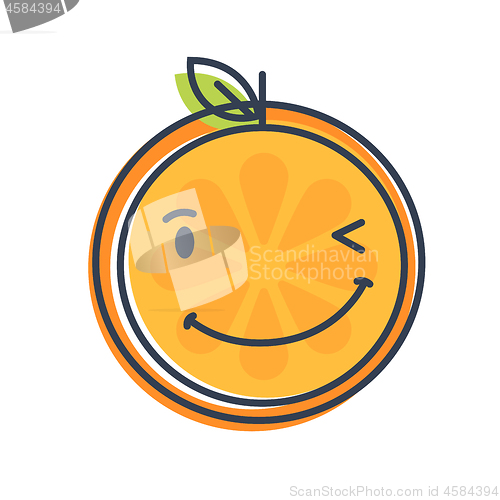 Image of Emoji - winking orange with happy smile. Isolated vector.