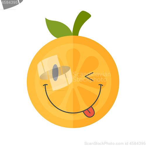 Image of Emoji - winking orange with happy smile. Isolated vector.