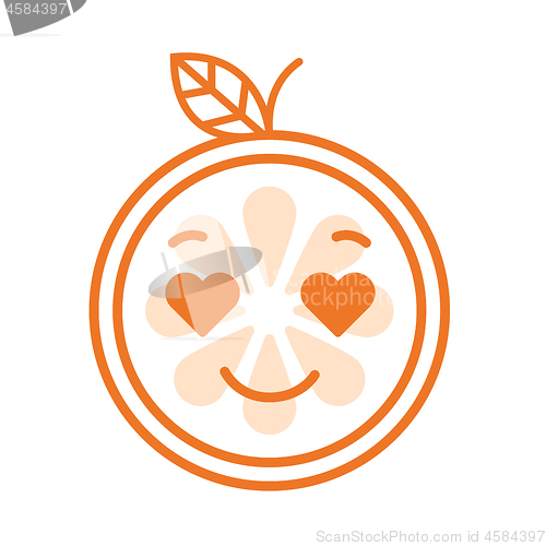 Image of Emoji - orange in love with happy smile. Isolated vector.