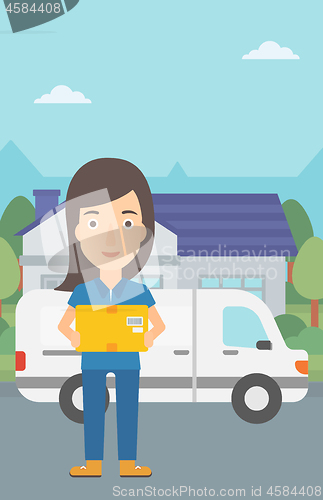 Image of Woman delivering box.