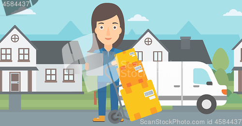 Image of Woman delivering boxes.