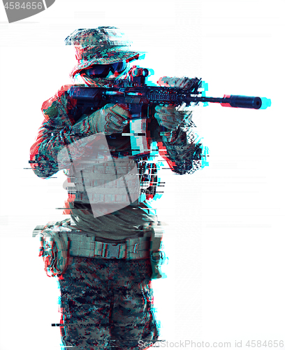 Image of soldier aiming laseer sight optics glitch