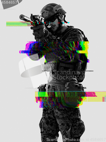 Image of soldier aiming laseer sight optics glitch