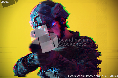 Image of soldier aiming laseer sight optics glitch