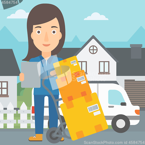 Image of Woman delivering boxes.