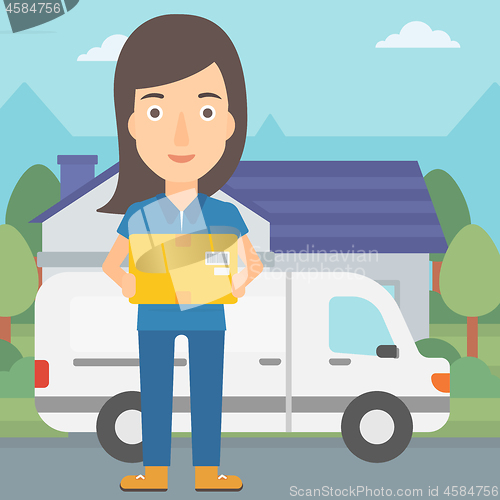 Image of Woman delivering box.