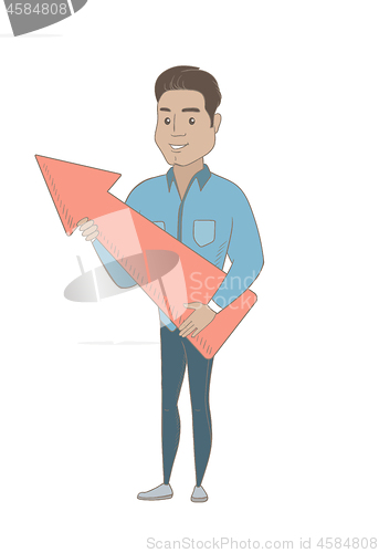 Image of Young hispanic businessman with growth graph.