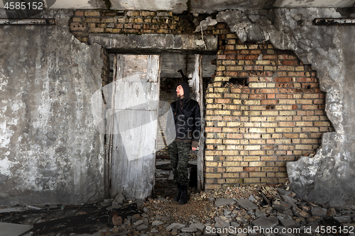 Image of Abandoned damaged building wall