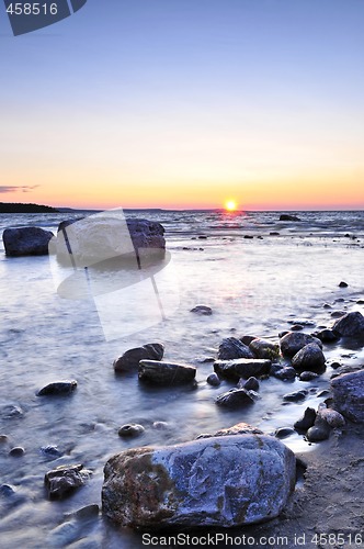 Image of Sunset over water