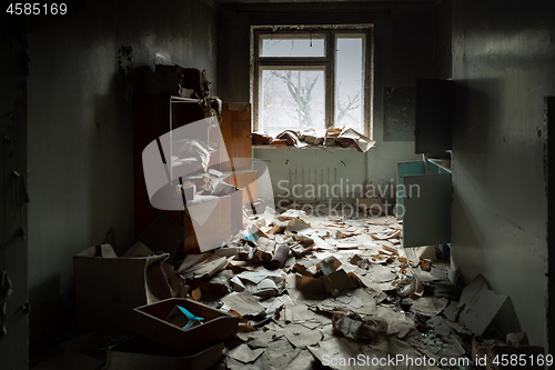 Image of Abandoned messy room in old building