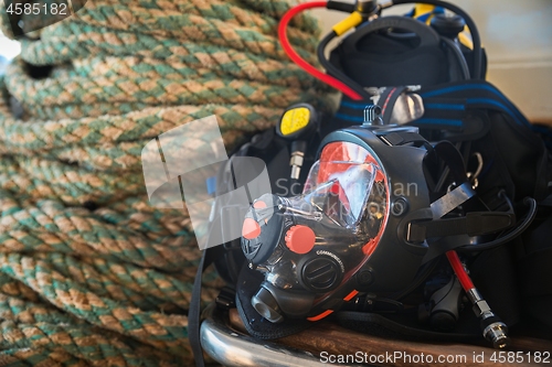 Image of Scuba gear on the boat drying