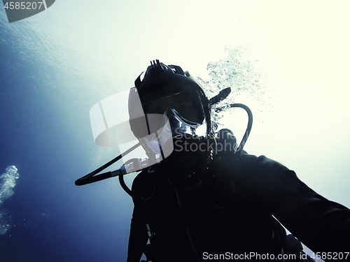 Image of High end underwater mask on diver