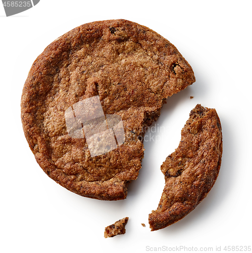 Image of chocolate cookie on white background