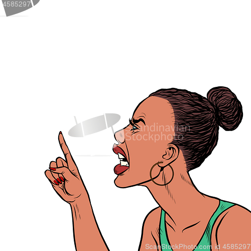 Image of Angry African woman threatens finger