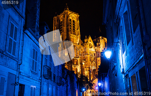 Image of Bourges city and the cathedral during lights nights