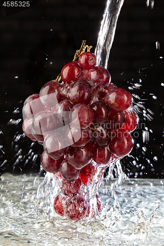 Image of Bunch Of Grapes And Water Stream