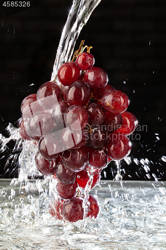 Image of Bunch Of Grapes And Water Stream