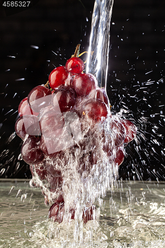 Image of Bunch Of Grapes And Water Stream